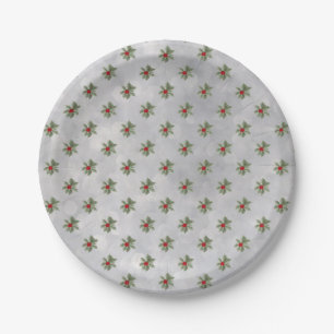 Assiettes En Carton Plaque de papier Motif Holly Winter