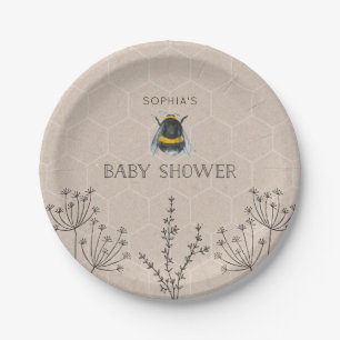 Assiettes En Carton Plaque de papier naturel Baby shower d'abeilles
