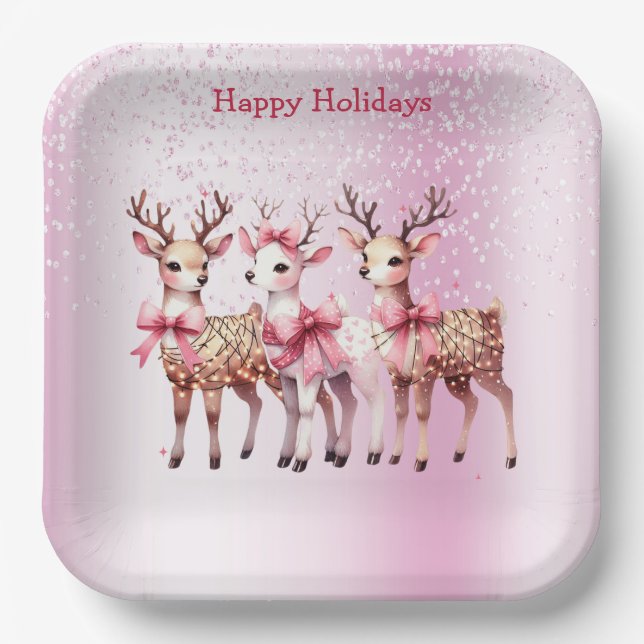 Assiettes En Carton Plaque de papier Noël Deer (Recto)