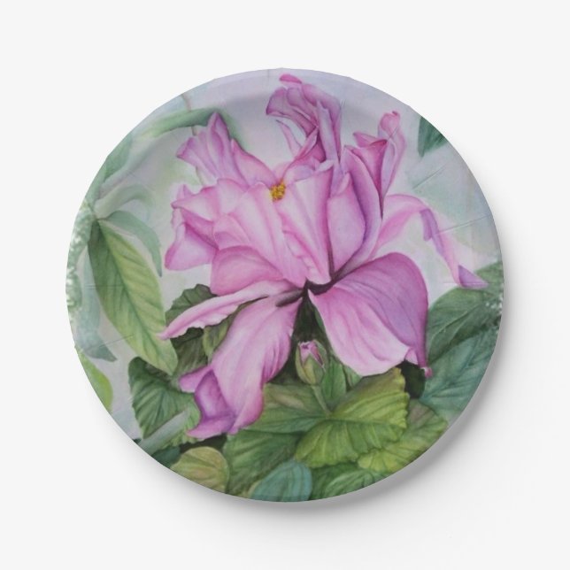 ASSIETTES EN CARTON PLAQUE DE PAPIER ORCHID TROPICAL (Devant)