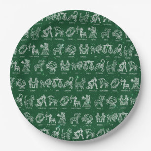 Assiettes En Carton Plaque de papier panneau Zodiac (verte)