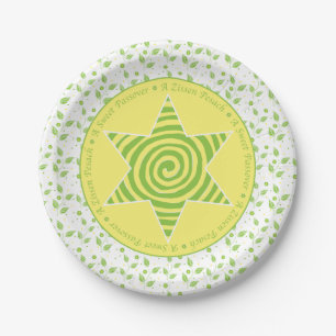 Assiettes En Carton Plaque de papier passover "Design Feuille vert/jau