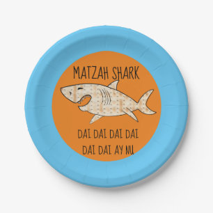 Assiettes En Carton Plaque de papier passover "Matzah Shark" Motif