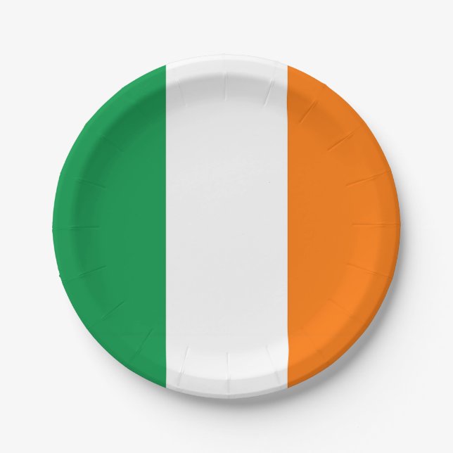 Assiettes En Carton Plaque de papier patriotique avec drapeau d'Irland (Devant)
