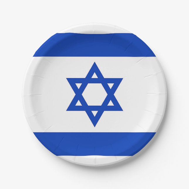Assiettes En Carton Plaque de papier patriotique avec drapeau d'Israël (Devant)