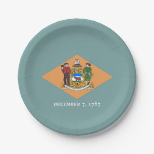 Assiettes En Carton Plaque de papier patriotique avec drapeau du Delaw
