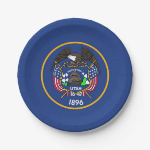 Assiettes En Carton Plaque de papier patriotique avec drapeau Utah
