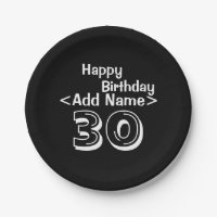 Plaque de papier personnalisée noire 30e anniversa
