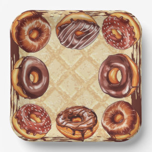 Assiettes En Carton Plaque de papier pour amoureux du chocolat, beigne