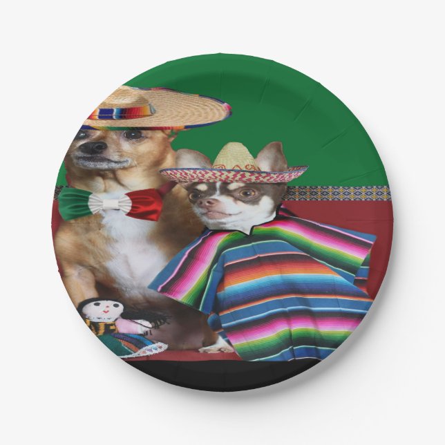 Assiettes En Carton Plaque de papier pour chihuahua mexicain (Devant)
