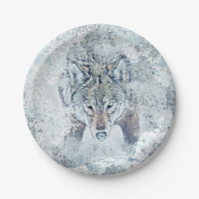 Assiettes En Carton Plaque de papier pour loup de neige (Devant)