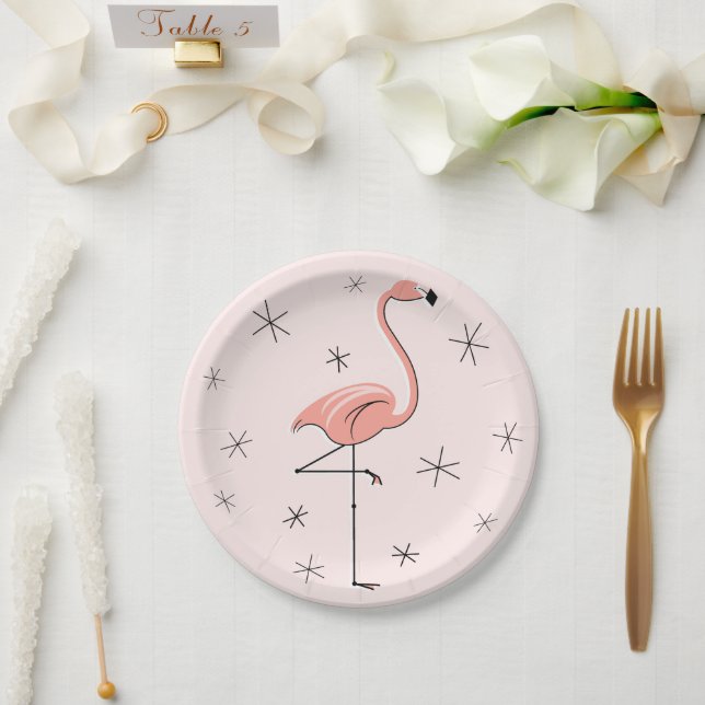 Assiettes En Carton Plaque de papier rose Flamant rose (Mariage)