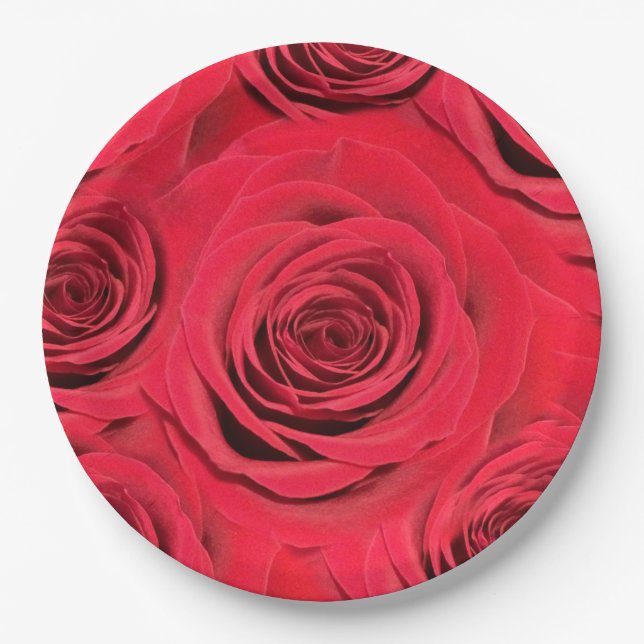Assiettes En Carton Plaque de papier rose rouge (Devant)