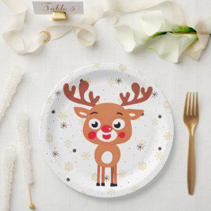 Assiettes En Carton Plaque de papier Roudolph Red Nose Reindeer