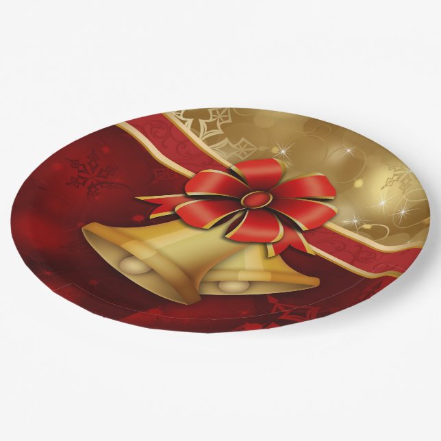 Assiettes En Carton Plaque de papier rouge de Noël (Angle)