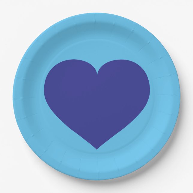 Assiettes En Carton Plaque de papier Royal Blue Heart (Devant)