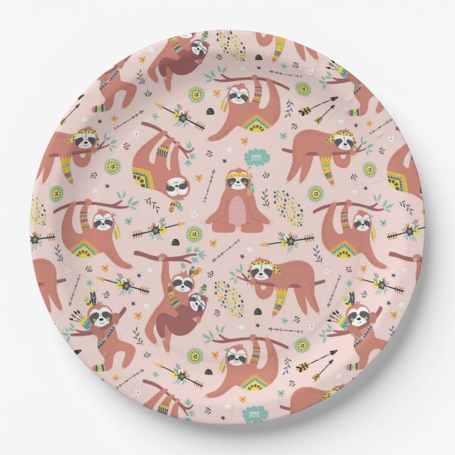 Assiettes En Carton Plaque de papier Sloth (Devant)