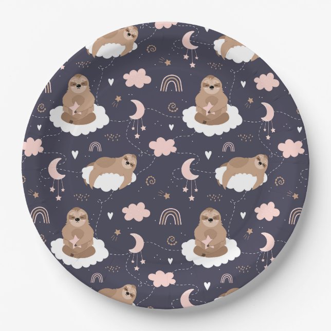 Assiettes En Carton Plaque de papier Sloth (Devant)