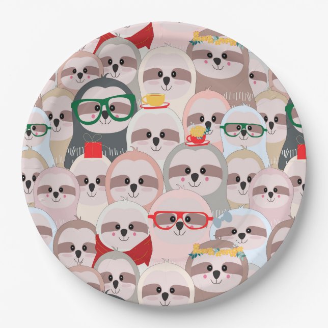 Assiettes En Carton Plaque de papier Sloth (Devant)