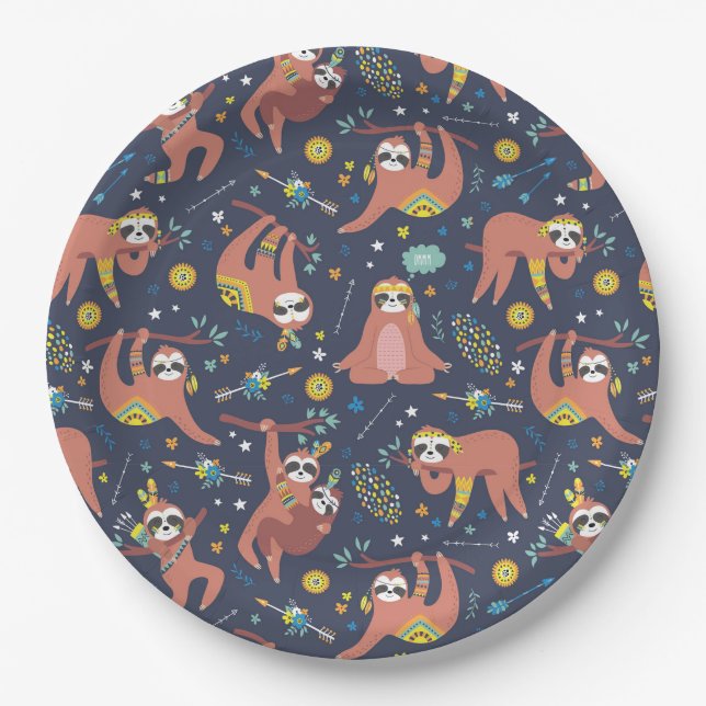 Assiettes En Carton Plaque de papier Sloth (Devant)