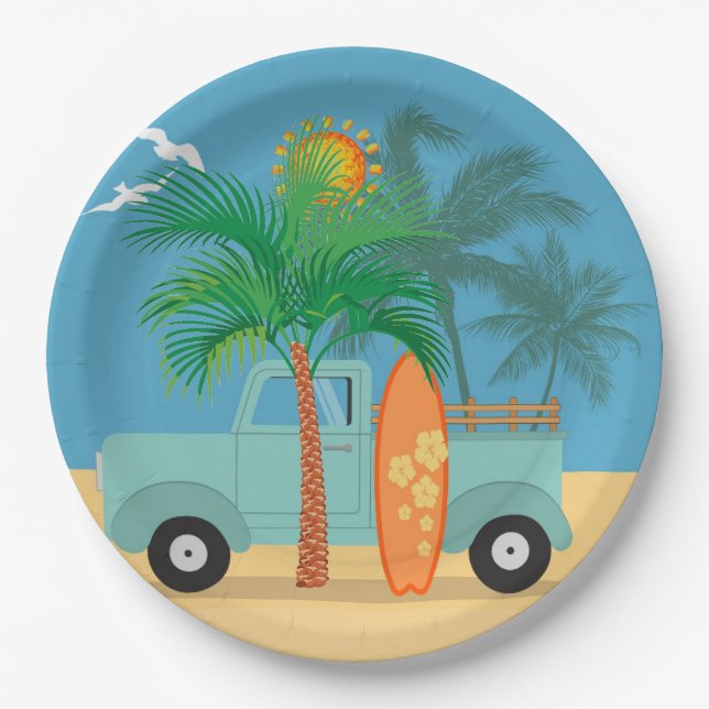 Assiettes En Carton Plaque de papier surfer (Devant)