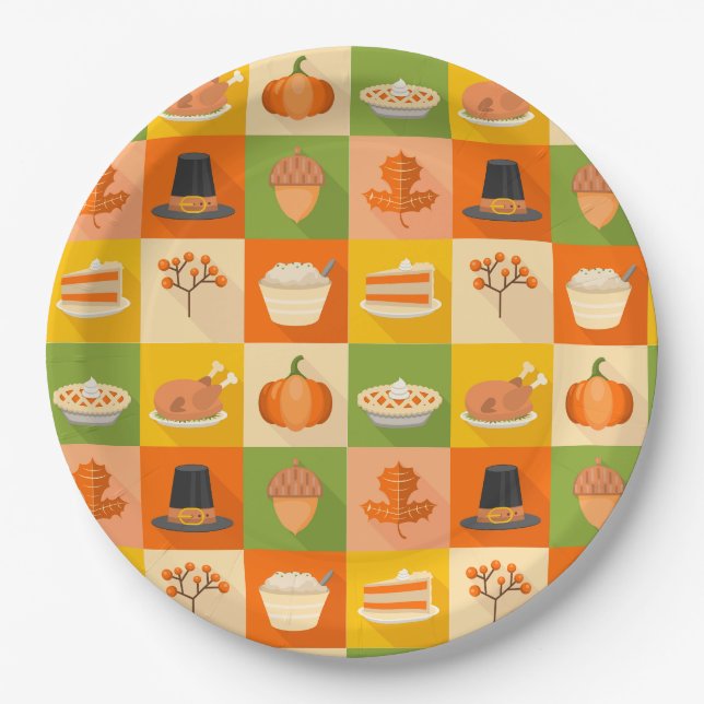 Assiettes En Carton Plaque de papier Thanksgiving (Devant)