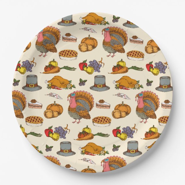 Assiettes En Carton Plaque de papier Thanksgiving (Devant)