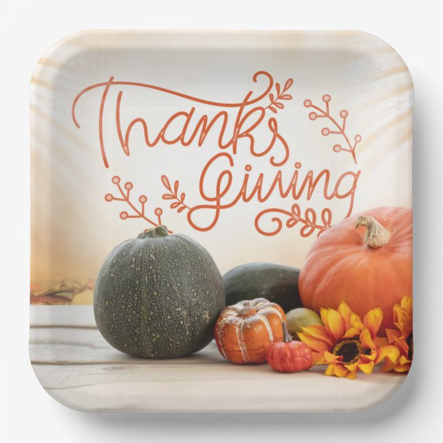 Assiettes En Carton Plaque de papier Thanksgiving (Recto)