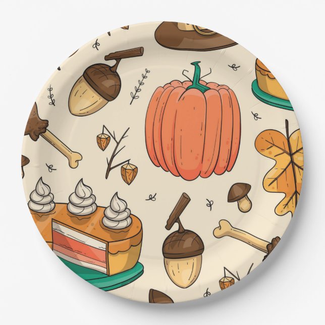Assiettes En Carton Plaque de papier Thanksgiving (Devant)