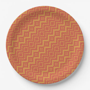 Assiettes En Carton Plaque de papier Tribal Égyptienne Rouge et Jaune