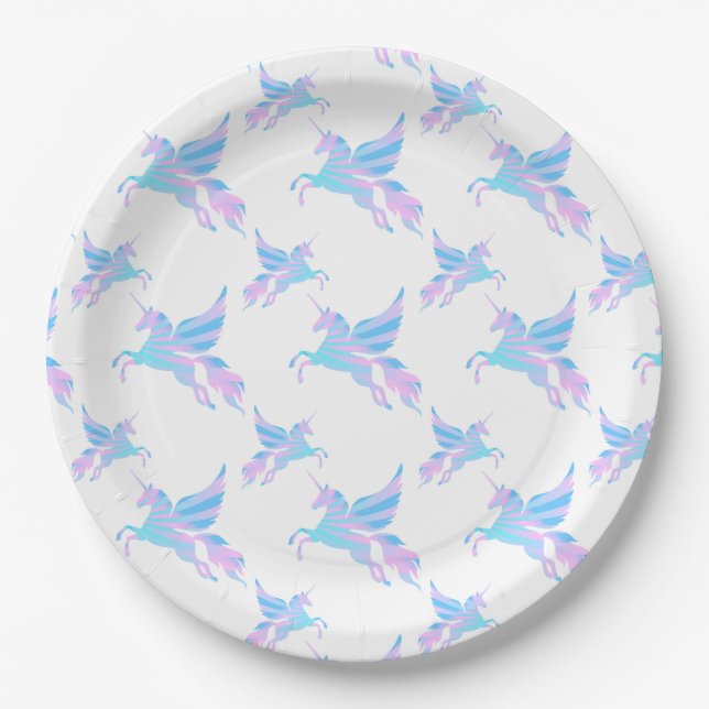 Assiettes En Carton Plaque de papier Unicorne (Devant)
