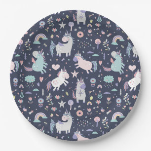 Assiettes En Carton Plaque de papier Unicorne