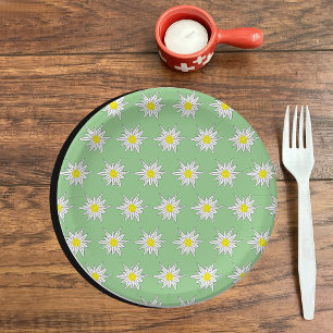 Assiettes En Carton Plaque de papier vert clair avec Edelweiss Motif