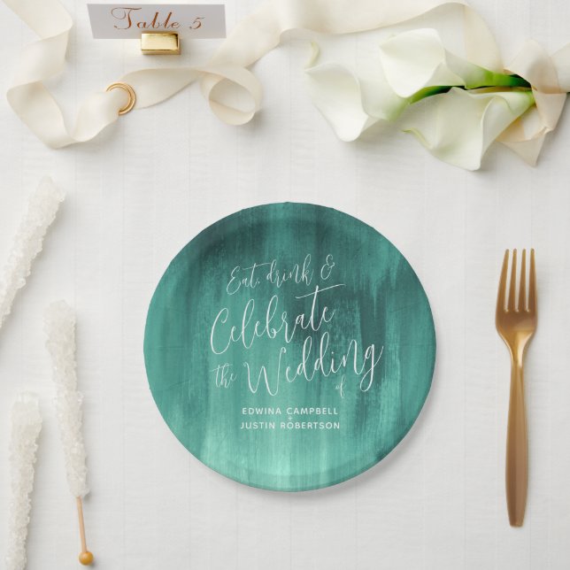 Assiettes En Carton Plaque de papier vert émeraude mariage (Mariage)