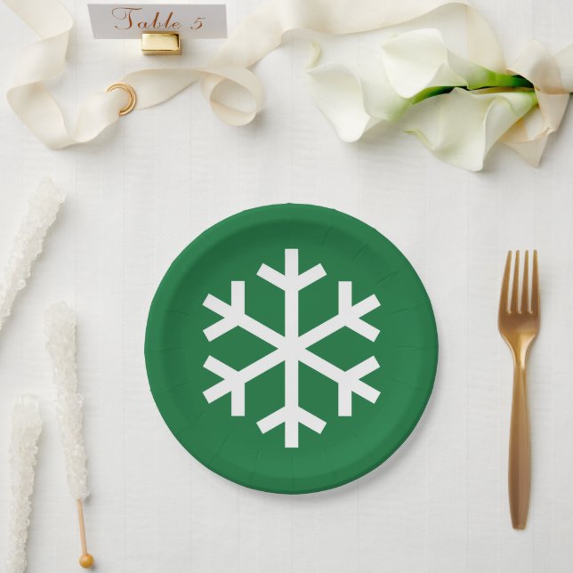 Assiettes En Carton Plaque de papier vert Snowflake (Mariage)