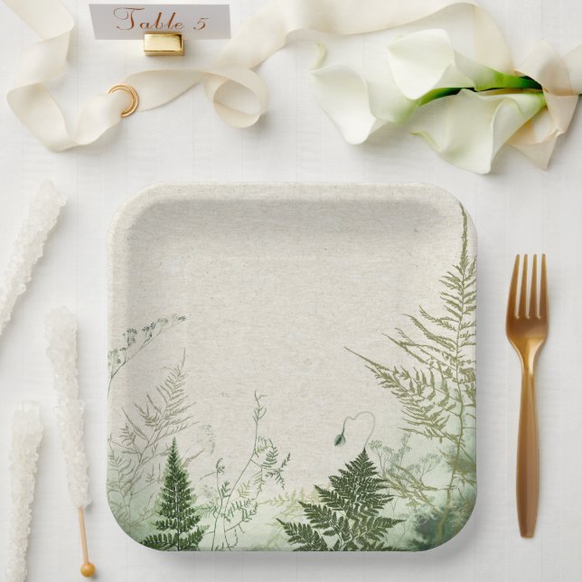 Assiettes En Carton Plaque de papier Wild Fern (Mariage)