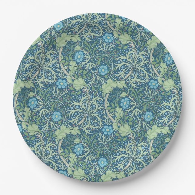 ASSIETTES EN CARTON PLAQUE DE PAPIER : WILLIAM MORRIS : ALGUES (Devant)