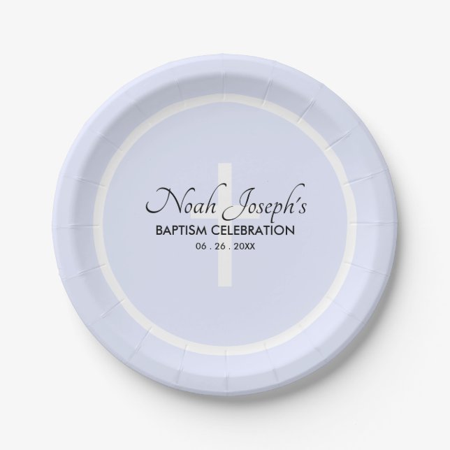 Assiettes En Carton Plaque de partie papier BAPTISM moderne (Devant)