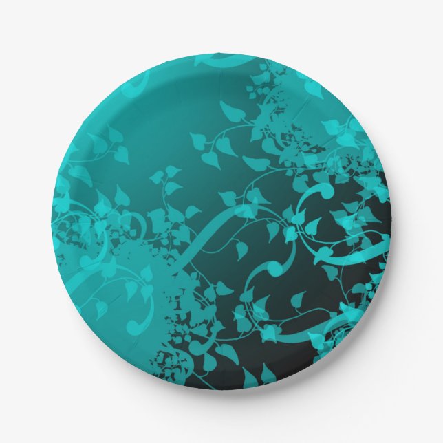 Assiettes En Carton Plaque de partie turquoise en satin (Devant)