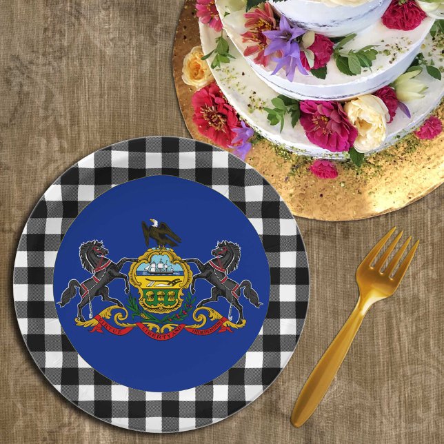 Assiettes En Carton Plaque de Pennsylvanie, plaid de buffle, drapeau (Créateur téléchargé)