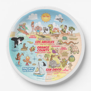 Assiettes En Carton Plaque de plage de SoCal