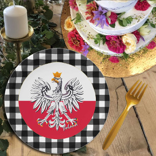 Assiettes En Carton Plaque de Pologne, Aigle, Plaid de buffle & Drapea