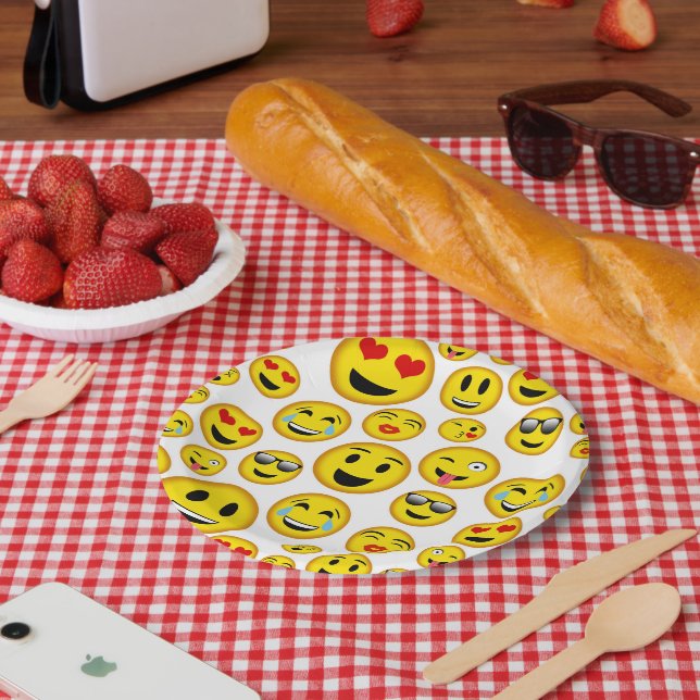Assiettes En Carton Plaque de soirée motif Emoji mixte (Pique-nique)