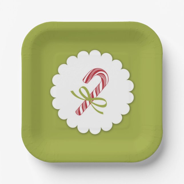 Assiettes En Carton Plaque de Sucre de canne de Noël (Recto)