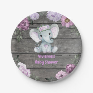 Assiettes En Carton Plaque d'éléphant violet 4 Baby shower, Anniversai