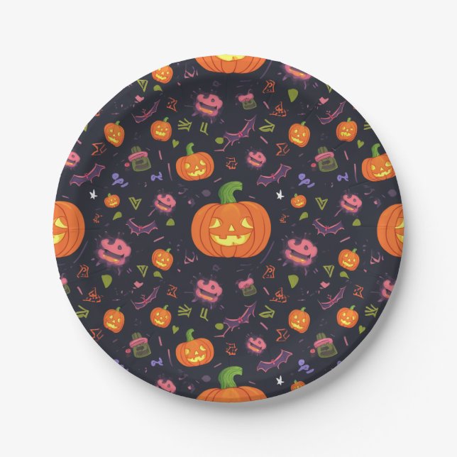 Assiettes En Carton plaque d'halloween (Devant)