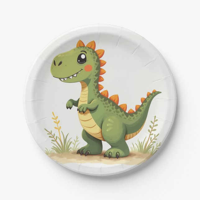 Assiettes En Carton plaque d'image de dinosaure (Devant)