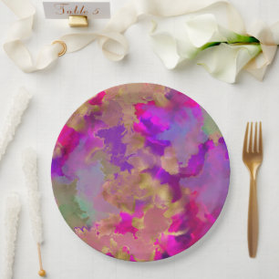 Assiettes En Carton Plaque d'impression en marbre d'alcool rose, viole