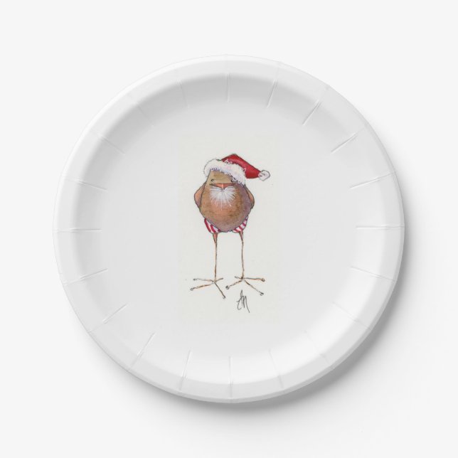 Assiettes En Carton Plaque d'oiseau père Noël (Devant)
