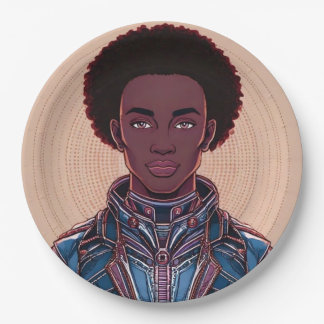 Assiettes En Carton Plaque en papier Afrofuturiste King 12"